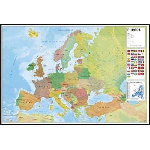 POSTER STOP ONLINE Political Map of Europe - Framed Italian Language Version (Mapa Politico De Europa) (Size: 36 x 24 Inches)｜emiemi
