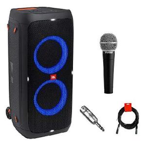 JBL PartyBox 310 Portable Bluetooth Speaker (Party Lights) Bundle with Vocal Microphone, XLR Barrel Adapter ＆ XLR Cable