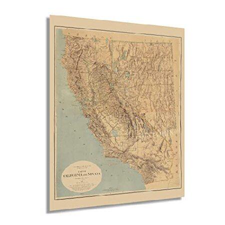 HISTORIX ヴィンテージ 1874 カリフォルニア ネバダ 地図 ポスター - 24x30イン...