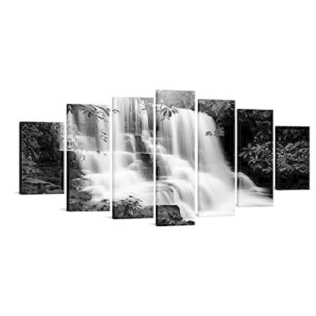 sechars XL 7ピース 白黒 写真 キャンバス プリント 夢のような滝 絵画 ウォールアート...