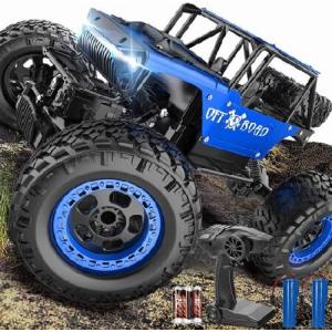 Uniway RC Cars,Remote Control Monster Truck 1:12, Rc Truck, Rock Crawler with LED Light,Remote Control car Great Gift for Boys and Girls Aged Black｜emiemi