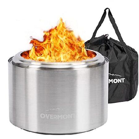 Overmont アウトドア 無煙ファイヤーピット - 焚き火薪暖炉 取り外し可能なアッシュパンとキ...