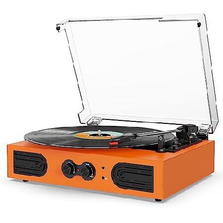 Record Player with Built-in Speakers, Bass ＆ Trebl...
