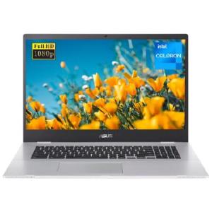 ASUS 17.3" FHD Chromebook, Intel Celeron N4500, 4GB RAM, 64GB eMMC, Webcam, Micro SD Card Reader, Wi-Fi 6, Chrome OS, Silver｜emiemi