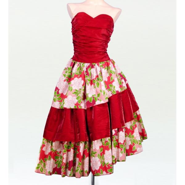 フラドレス ミディ丈 クリスタルシャインレッド LLサイズ 1593rLL