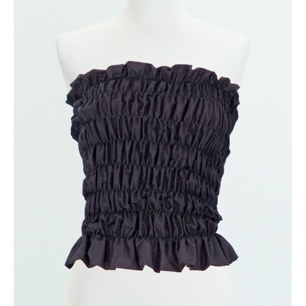 フラダンス シャーリングチューブトップ ブラウス ブラック 1663b
