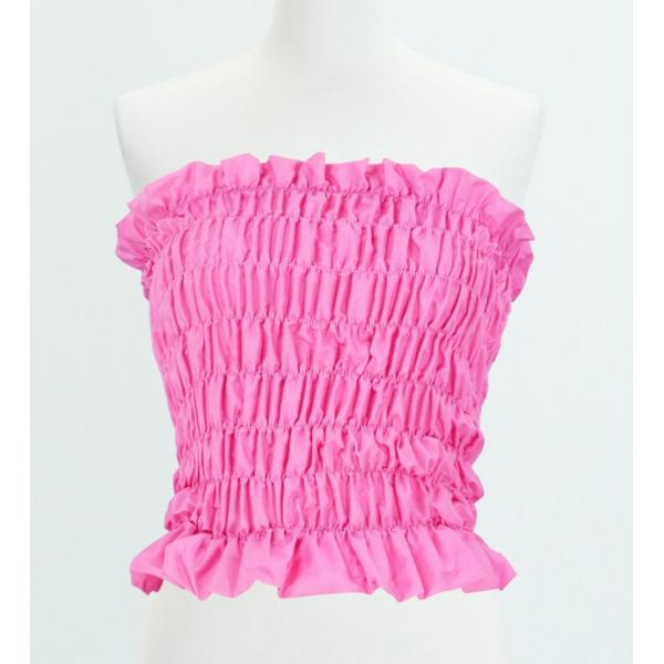 フラダンス シャーリングチューブトップ ブラウス ピンク 1663pi
