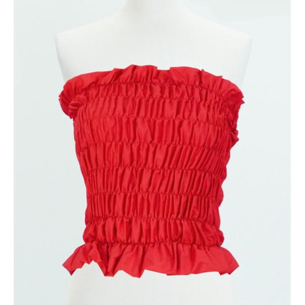 フラダンス シャーリングチューブトップ ブラウス レッド 1663r