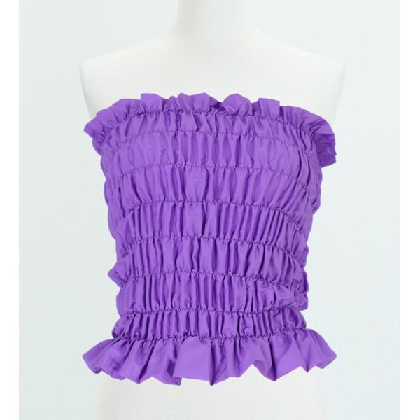フラダンス シャーリングチューブトップ ブラウス パープル 1663v