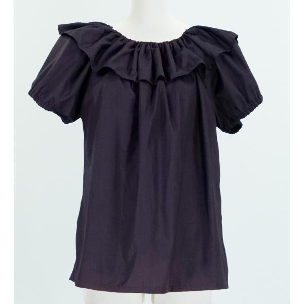 フラダンス フリル ブラウス ブラック 1664b