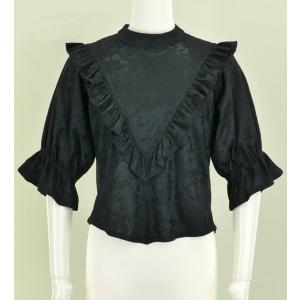 フラダンス フリル総レース ブラウス ブラック M 1833M : emika - 通販