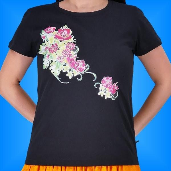 フラダンス Tシャツ 5L ローズ ブラック 1915-5lb