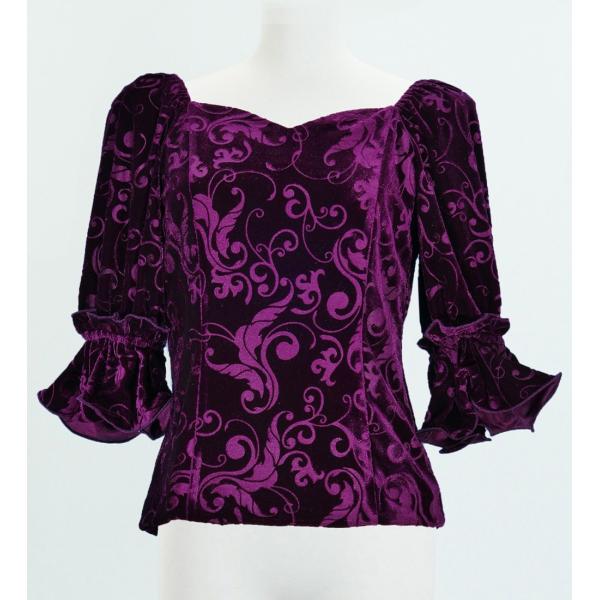 フラダンス 型押しベルベット ブラウス パープル M(Fサイズ) 1916pF