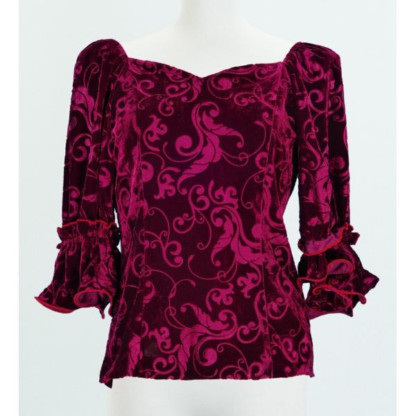 フラダンス 型押しベルベット ブラウス ルビーワイン M(Fサイズ) 1916wiF