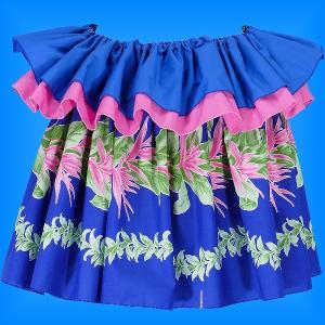 タヒチアン スカート 45cm丈 ブルー 1966｜emika