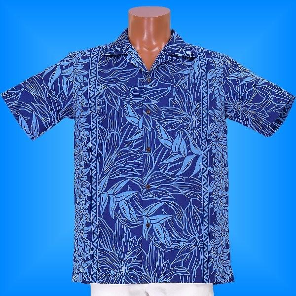アロハシャツ メンズ ブルー ヘリコニア Sサイズ 1969blS