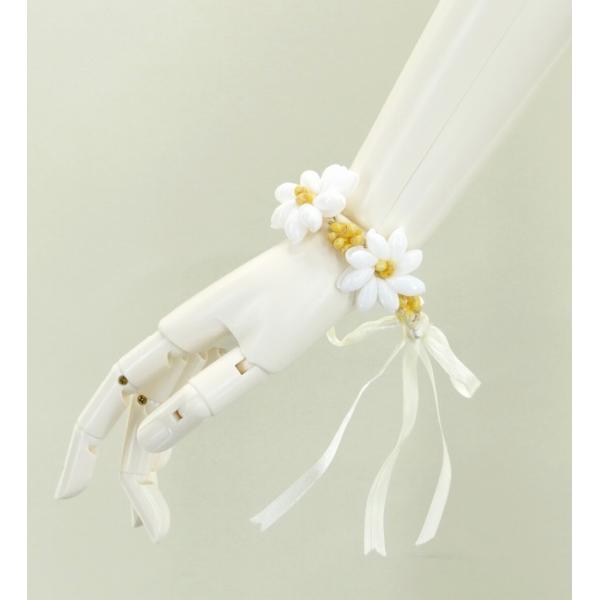 フラダンス モニタフラワーシェル ブレスレット ホワイト×イエロー 1点 2088