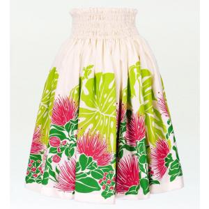 フラダンス パウスカート シングル73cm丈 ホワイト　2172