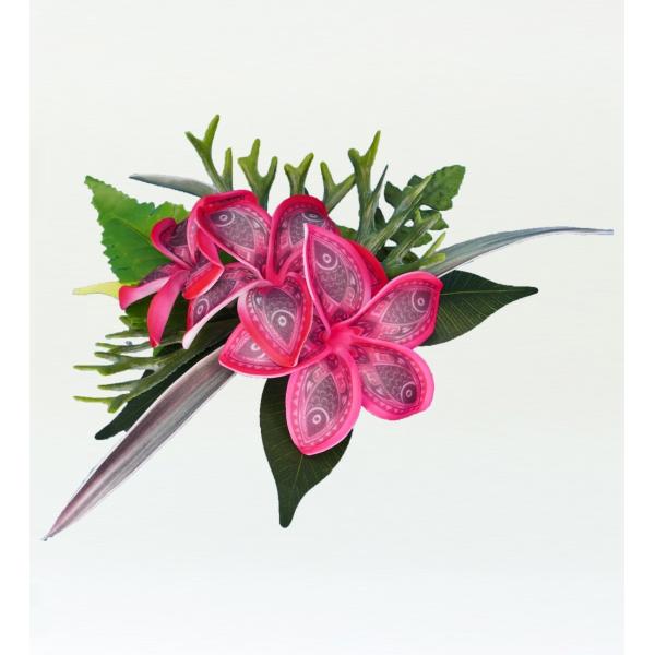 フラダンス プルメリア ヘアクリップ レッド 2290