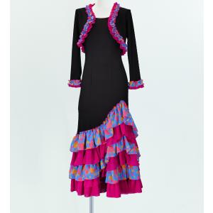 フラメンコ 衣装　ブラックフリルドレス セットアップ フラメンコ 衣装 ブラックフリルドレス セットアップ フラメンコ 衣装