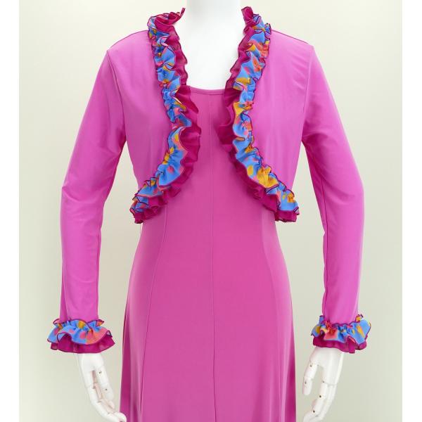 フラメンコ フリル ボレロ ピンク×ブルー フリーサイズ 2342piblf