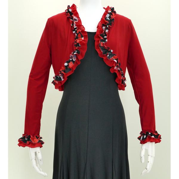フラメンコ フリル ボレロ レッド×ブラック フリーサイズ 2342rbf