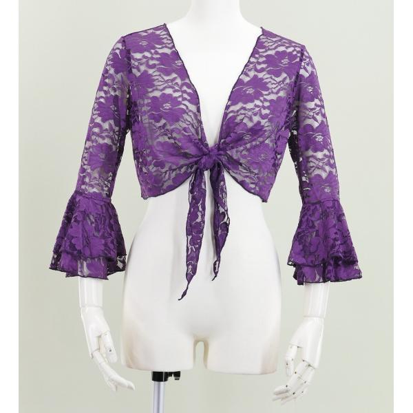 フラメンコ 花柄レース ボレロ パープル フリーサイズ 2343pb
