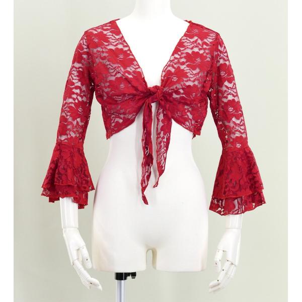 フラメンコ 花柄レース ボレロ レッド フリーサイズ 2343rb