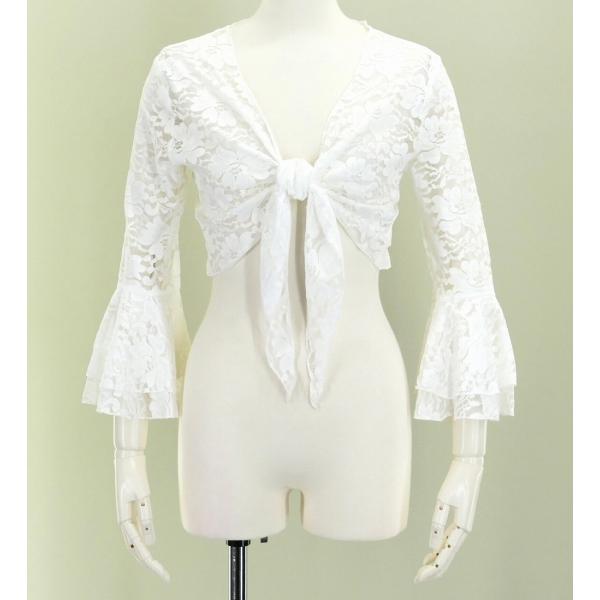 フラメンコ 花柄レース ボレロ ホワイト フリーサイズ 2343wb