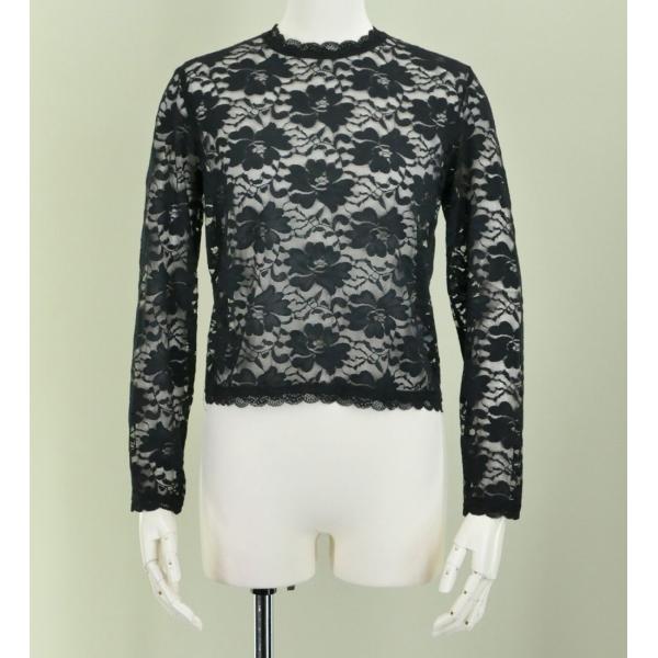 フラダンス フリル総レース ブラウス ブラック LL 2344bLL