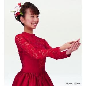 フラダンス フリル総レース ブラウス レッド ...の詳細画像1
