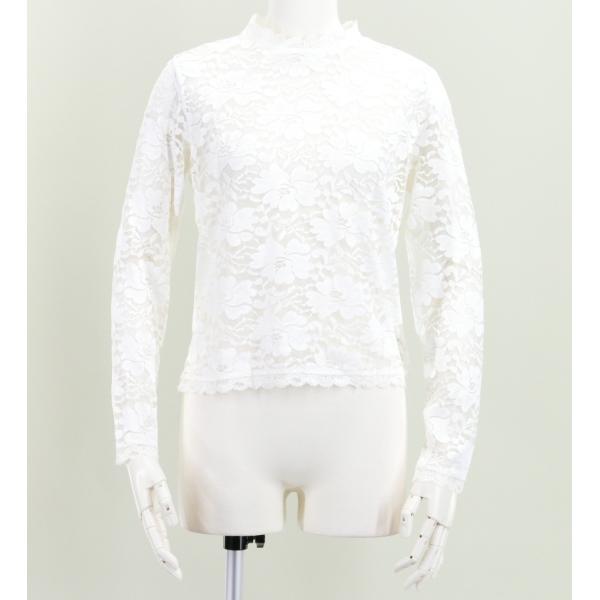 フラダンス フリル総レース ブラウス ホワイト M 2344wM