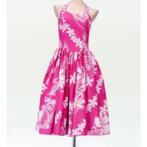 フラダンス ムームー フリル ミディ丈ドレス ピンク Fサイズ 2380piF