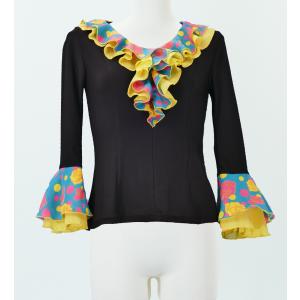 L*)様 新品未使用　フラメンコ　あいあい　黒ブラウス　胸元フリル　スタンドカラ フラメンコ衣装あとりえあいあい テーラーメイド商品や各種小物