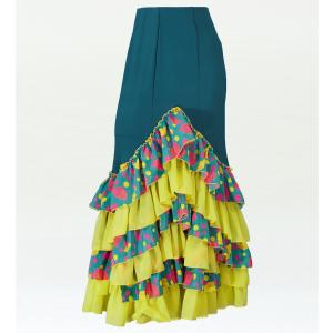 フラメンコ 水玉 フリル セミマーメイド ファルダ スカート