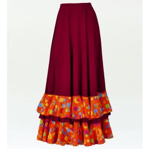 フラメンコ 水玉フリル ファルダスカート レッド フリーサイズ