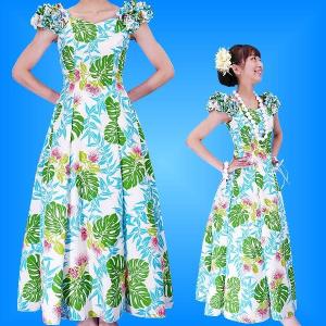 フラダンス ムームー 袖フリル ロング丈ドレス ...の商品画像