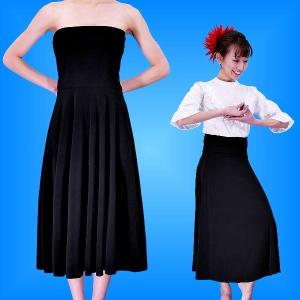 フラダンス用スカート・ワンピースまとめ売り フラダンス無地 2way フレアワンピース（スカート） ブラック F