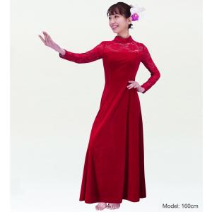フラダンス レースベルベットロング丈 ドレス ...の詳細画像1