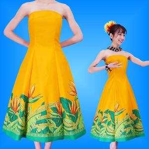 フラダンス ムームー ホルターネックドレス イエロー LLサイズ 2346yLL