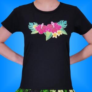 フラダンス Tシャツ [4L]  ハイビスカス ブラック 2479-4lb｜emika