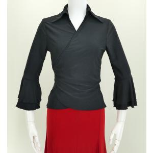 フラメンコ カシュクールブラウス ブラック F(M)サイズ　2480bkf
