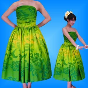 フラダンス ムームー フロントドレープミディ丈ドレス