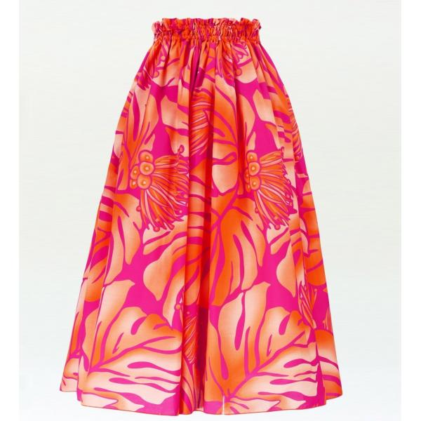 フラダンス ロング パウスカート シングル94cm丈 ピーチ 2510