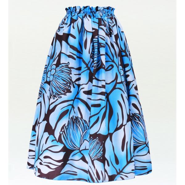 フラダンス ロング パウスカート シングル94cm丈 ブルー 2511