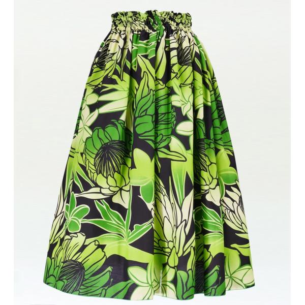 フラダンス ロング パウスカート シングル94cm丈 グリーン 2516