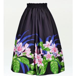 フラダンス ロング パウスカート シングル94cm丈 ブラック 2407