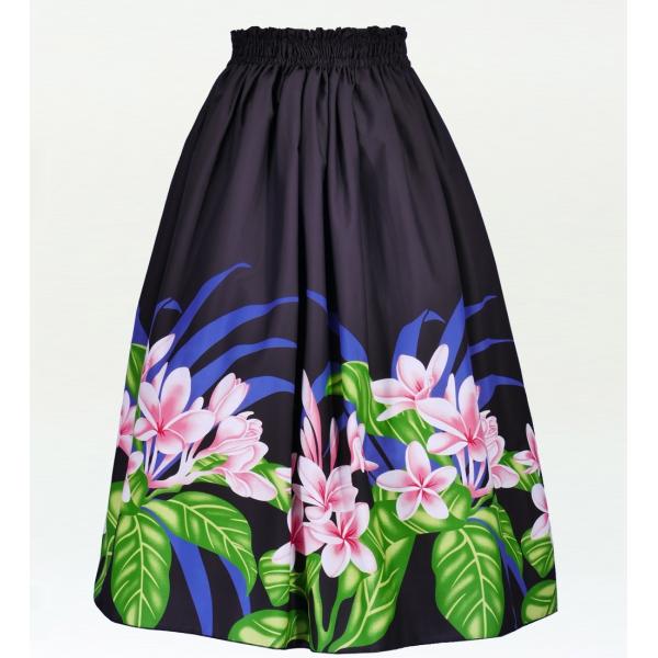 フラダンス ロングパウスカート シングル94cm丈  ブラック 2549