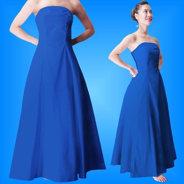 フラダンス ムームー ストラップレス ロング丈ドレス ロイヤルブルー Fサイズ 2550rbF