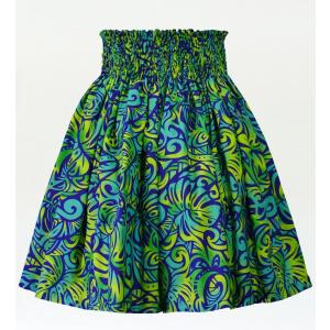 フラダンス パウスカート シングル73cm丈 ブルー　2572